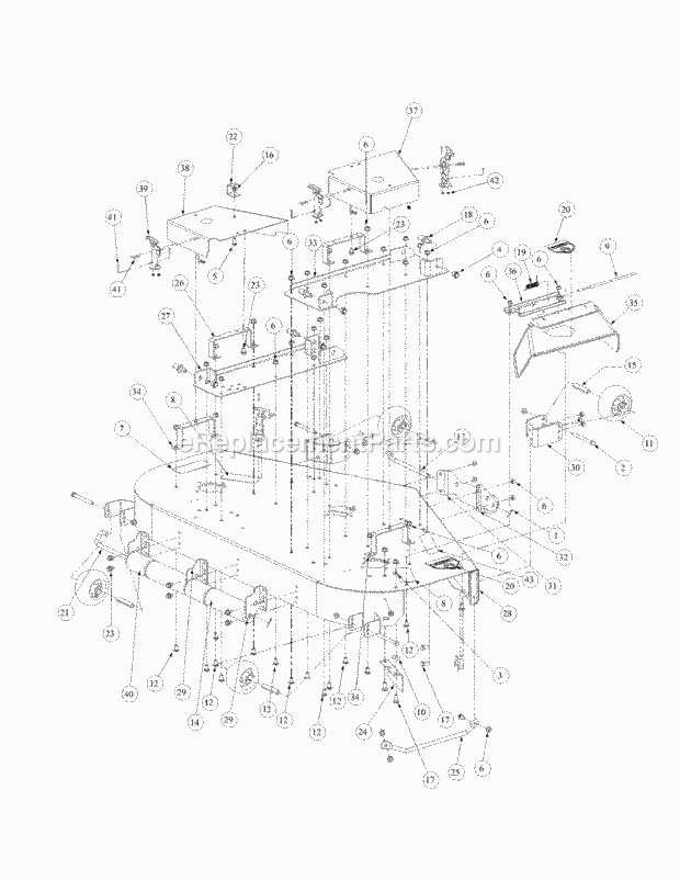 Fabricated Cutter Deck Diagram and Parts List for (53BB5DAV150) (2003) Cub Cadet Sprayer
